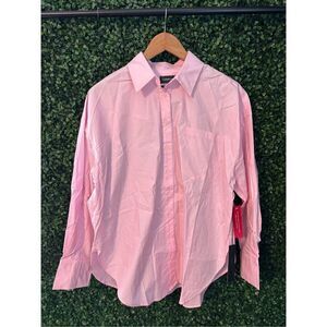 Carbon38 Pink Oversized Tunic Top Button Down Sz Small NWT